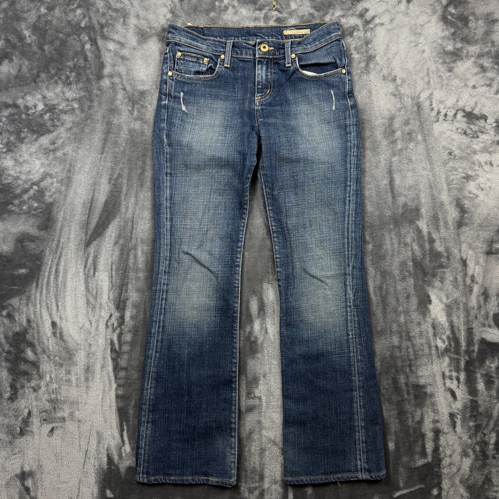 Chip & Pepper Pamela Flare Jeans Womens 28 Blue Low Rise Distressed Denim